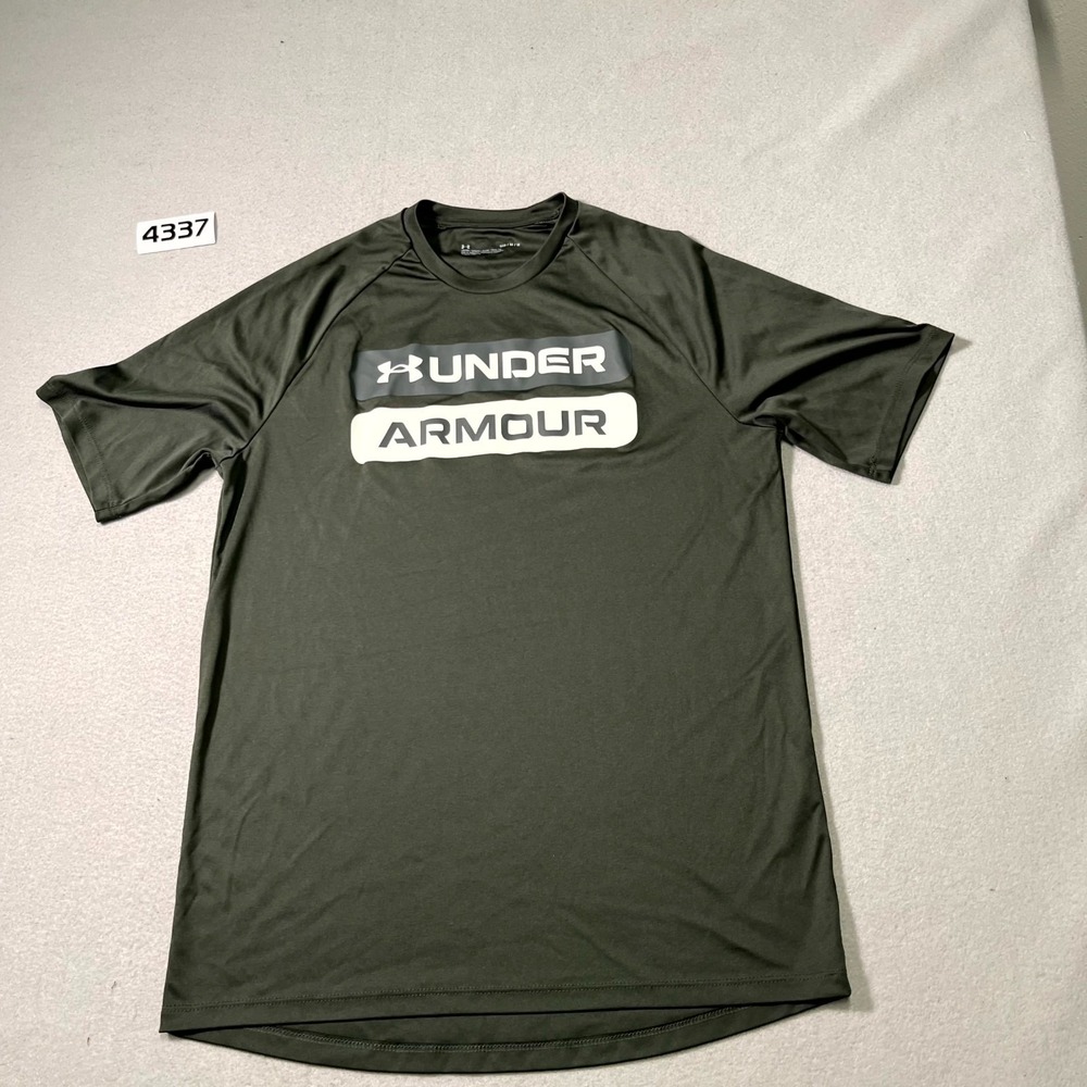 Under Armour T Shirt Mens M Green Loose Fit Performance Raglan Sleeve Athletic